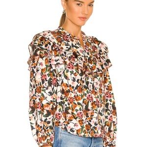 Something Navy Floral Ruffle Blouse